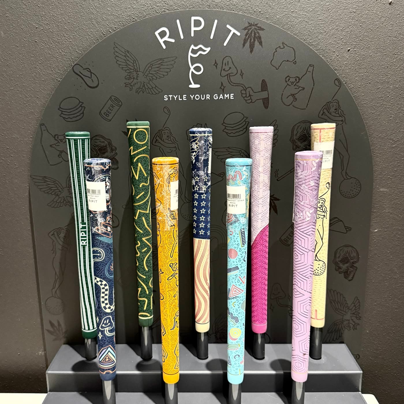 RIPIT patterned grips on the display rack